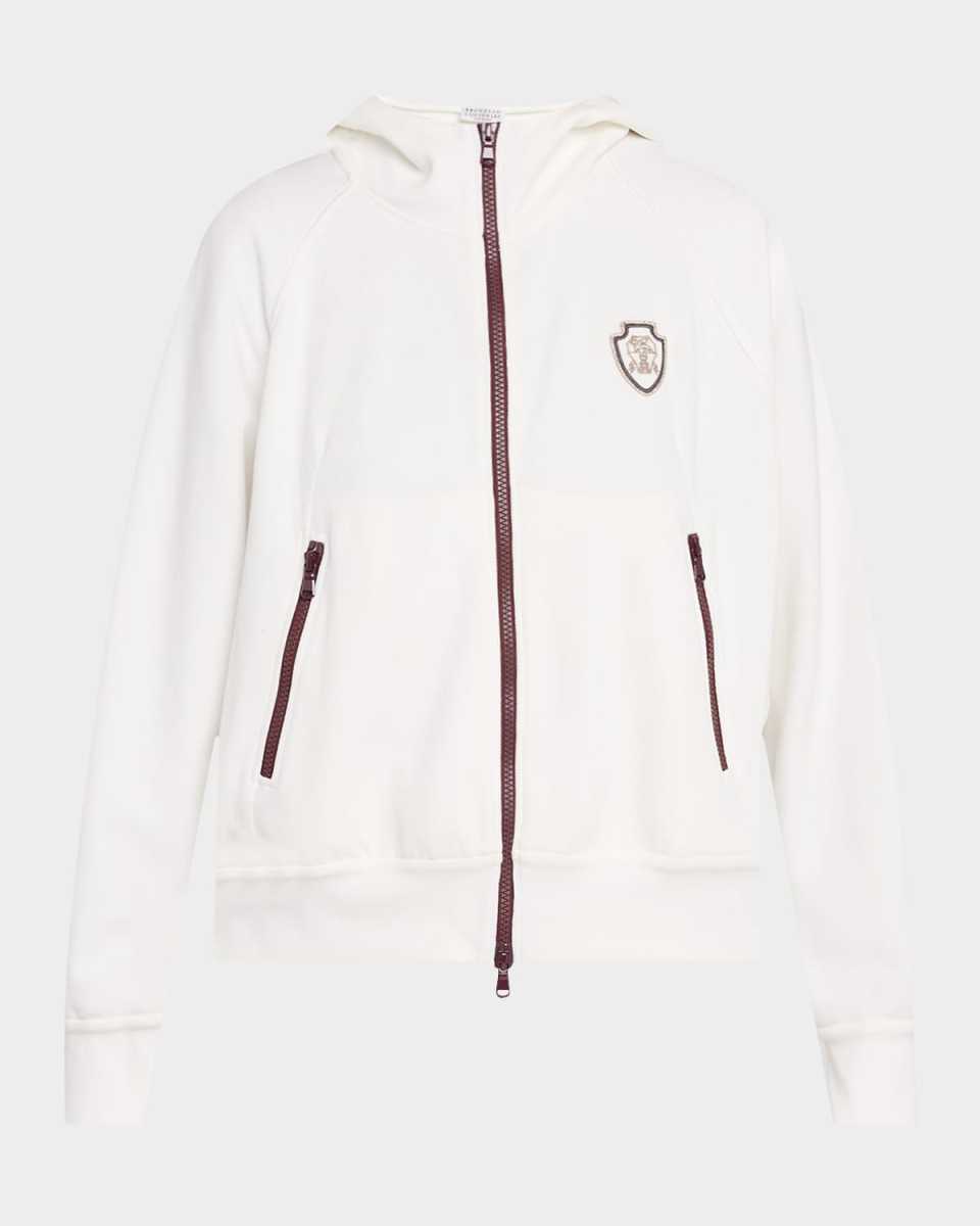 Logo Crest Piquet Fleece Hooded Jacket